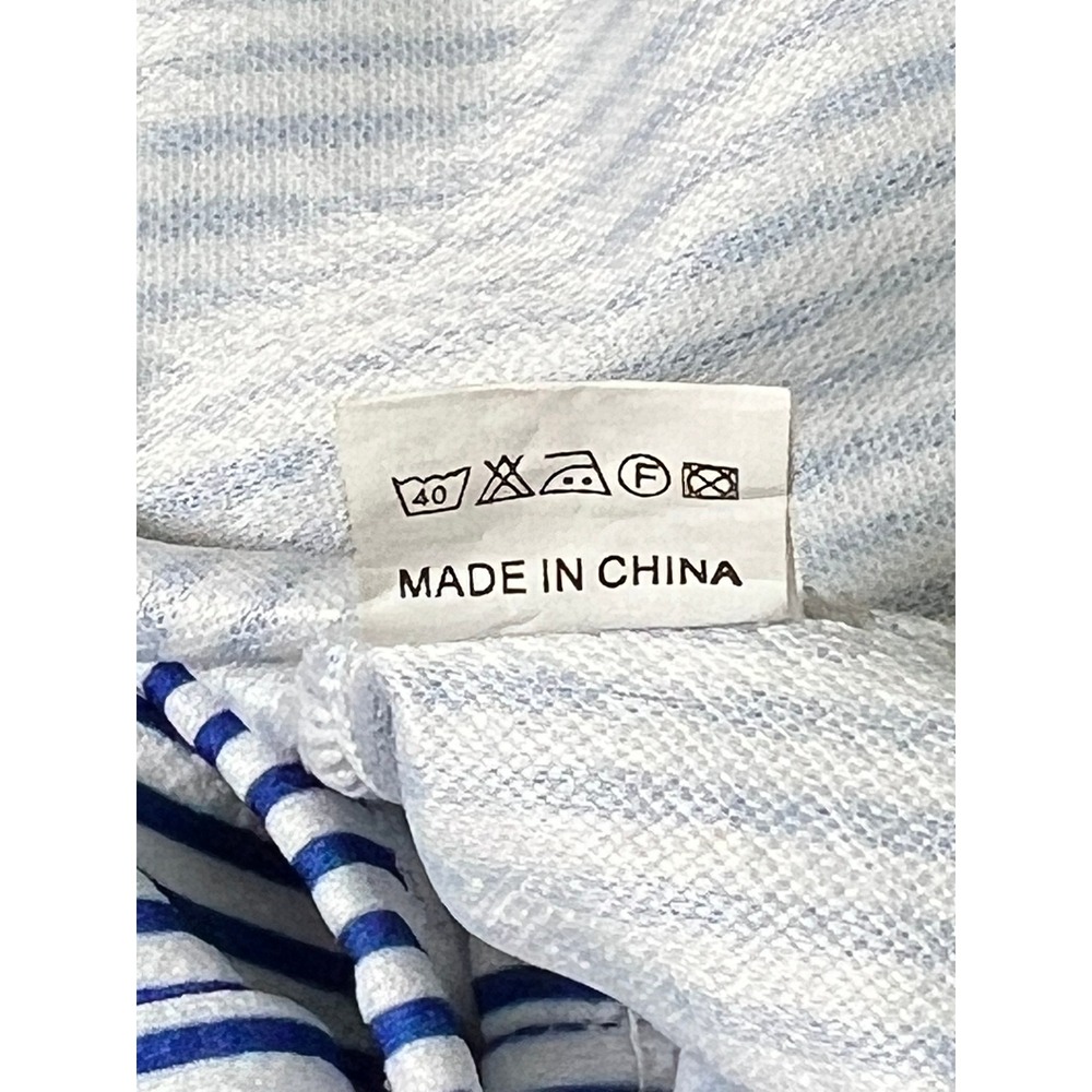 Womens Blue White Striped Button Front Midi Sundress Pockets Smocked Back XL - Picture 9 of 10